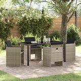 Set da Pranzo per Giardino 5 pcs Grigio chiaro polyrattan