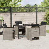 Set da Pranzo per Giardino 5 pcs Grigio chiaro polyrattan
