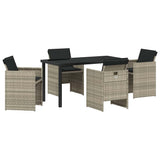 Set da Pranzo per Giardino 5 pcs Grigio chiaro polyrattan