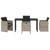 Set da Pranzo per Giardino 5 pcs Grigio chiaro polyrattan