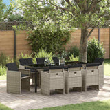 Set da Pranzo per Giardino 9 pcs Grigio chiaro polyrattan
