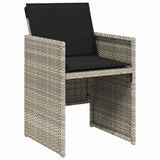 Set da Pranzo per Giardino 9 pcs Grigio chiaro polyrattan