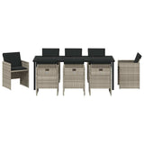 Set da Pranzo per Giardino 9 pcs Grigio chiaro polyrattan