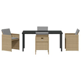 Set da Pranzo per Giardino con cuscino 5 pcs Beige polyrattan
