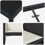 Set da Pranzo per Giardino con cuscino 5 pcs Nero polyrattan