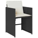 Set da Pranzo per Giardino con cuscino 5 pcs Nero polyrattan