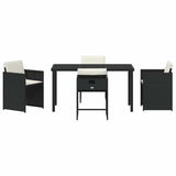 Set da Pranzo per Giardino con cuscino 5 pcs Nero polyrattan