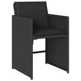 Set da Pranzo per Giardino con cuscino 9 pcs Nero polyrattan