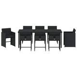 Set da Pranzo per Giardino con cuscino 9 pcs Nero polyrattan
