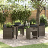 Set da Pranzo per Giardino con cuscino 5 pcs Grigio polyrattan