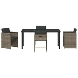Set da Pranzo per Giardino con cuscino 5 pcs Grigio polyrattan