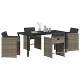 Set da Pranzo per Giardino con cuscino 5 pcs Grigio polyrattan