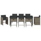 Set da Pranzo per Giardino con cuscino 9 pcs Grigio polyrattan
