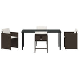 Set da Pranzo per Giardino con cuscino 5 pcs Marrone polyrattan