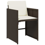Set da Pranzo per Giardino con cuscino 9 pcs Marrone polyrattan