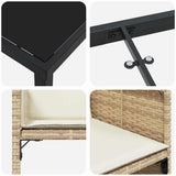 Set da Pranzo per Giardino con cuscino 5 pcs Beige polyrattan