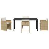 Set da Pranzo per Giardino con cuscino 5 pcs Beige polyrattan