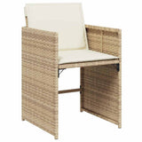 Set da Pranzo per Giardino con cuscino 9 pcs Beige polyrattan
