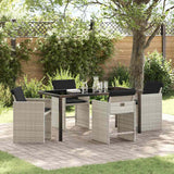 Set da Pranzo per Giardino 5 pcs Grigio chiaro polyrattan
