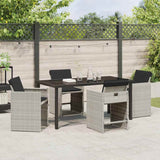 Set da Pranzo per Giardino 5 pcs Grigio chiaro polyrattan