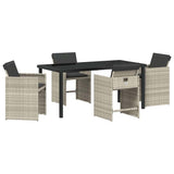 Set da Pranzo per Giardino 5 pcs Grigio chiaro polyrattan