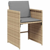 Set da Pranzo per Giardino con cuscino 9 pcs Beige polyrattan