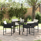 Set da Pranzo per Giardino con cuscino 5 pcs Nero polyrattan
