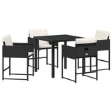 Set da Pranzo per Giardino con cuscino 5 pcs Nero polyrattan
