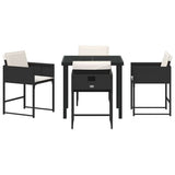 Set da Pranzo per Giardino con cuscino 5 pcs Nero polyrattan