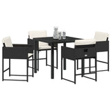 Set da Pranzo per Giardino con cuscino 5 pcs Nero polyrattan