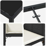 Set da Pranzo per Giardino con cuscino 5 pcs Nero polyrattan