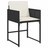 Set da Pranzo per Giardino con cuscino 5 pcs Nero polyrattan