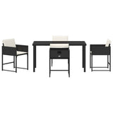 Set da Pranzo per Giardino con cuscino 5 pcs Nero polyrattan