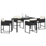Set da Pranzo per Giardino con cuscino 5 pcs Nero polyrattan