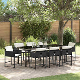 Set da Pranzo per Giardino con cuscino 9 pcs Nero polyrattan
