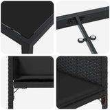 Set da Pranzo per Giardino con cuscino 5 pcs Nero polyrattan