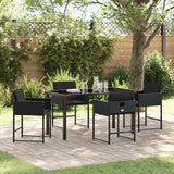 Set da Pranzo per Giardino con cuscino 5 pcs Nero polyrattan