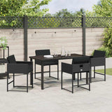 Set da Pranzo per Giardino con cuscino 5 pcs Nero polyrattan