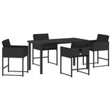 Set da Pranzo per Giardino con cuscino 5 pcs Nero polyrattan