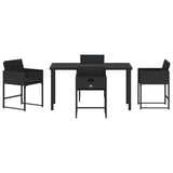 Set da Pranzo per Giardino con cuscino 5 pcs Nero polyrattan