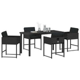 Set da Pranzo per Giardino con cuscino 5 pcs Nero polyrattan