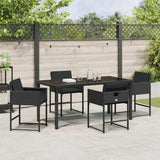 Set da Pranzo per Giardino con cuscino 5 pcs Nero polyrattan