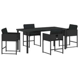 Set da Pranzo per Giardino con cuscino 5 pcs Nero polyrattan