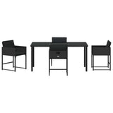 Set da Pranzo per Giardino con cuscino 5 pcs Nero polyrattan
