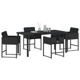 Set da Pranzo per Giardino con cuscino 5 pcs Nero polyrattan