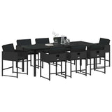 Set da Pranzo per Giardino con cuscino 9 pcs Nero polyrattan