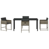 Set da Pranzo per Giardino con cuscino 5 pcs Grigio polyrattan