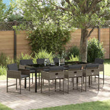 Set da Pranzo per Giardino con cuscino 9 pcs Grigio polyrattan
