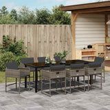 Set da Pranzo per Giardino con cuscino 9 pcs Grigio polyrattan