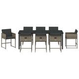 Set da Pranzo per Giardino con cuscino 9 pcs Grigio polyrattan